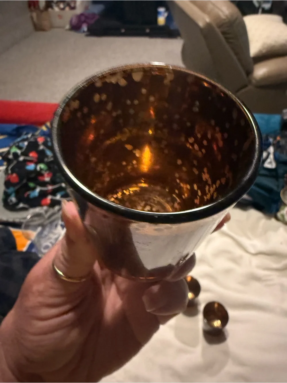 Amber Mercury Glass Votive Holders - Set of 3